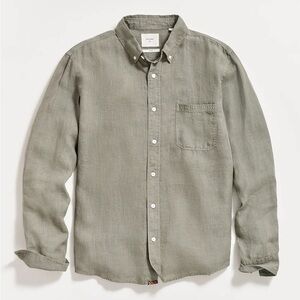 Billy Reid Grey Button-Down 100% Linen Shirt